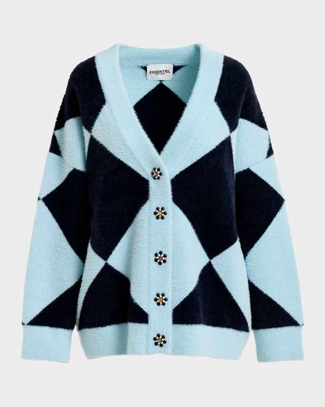 How Knitted Harlequin Oversized Cardigan